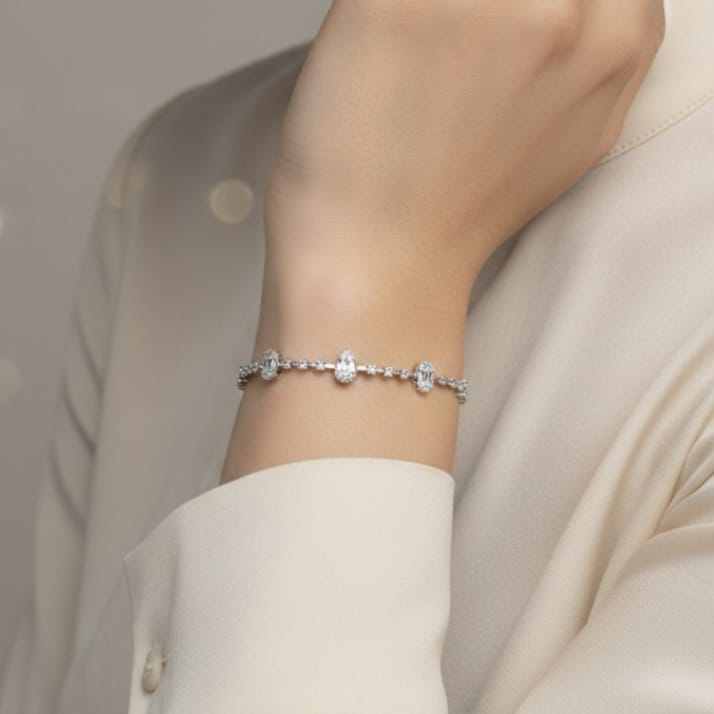 Shri Modi Jewellers - Oval Link Silver Bracelet